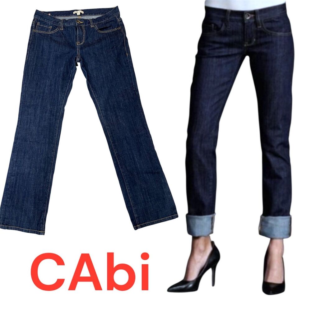 CAbi Women's Straight Leg Jeans - Dark Indigo Blue - Picture 1 of 13